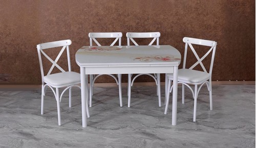 Çapraz Oval Kahvegül Mutfak Masa Takımı EM-125